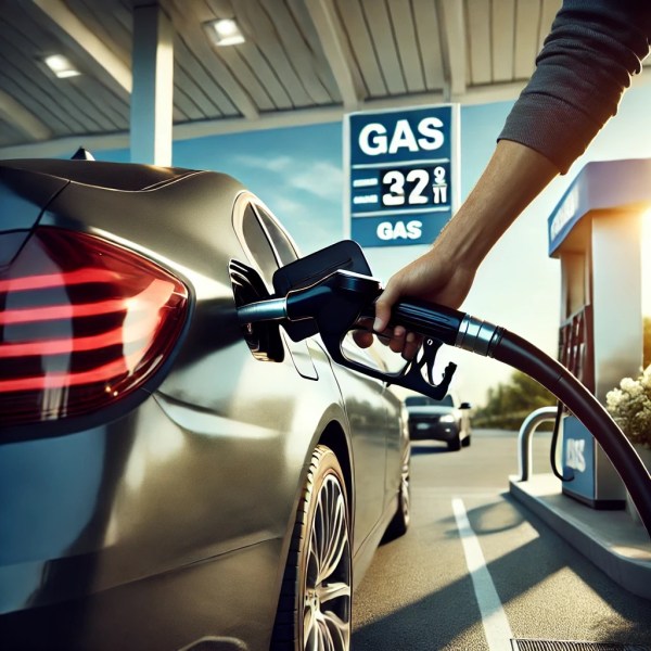 Car refueling at gas station