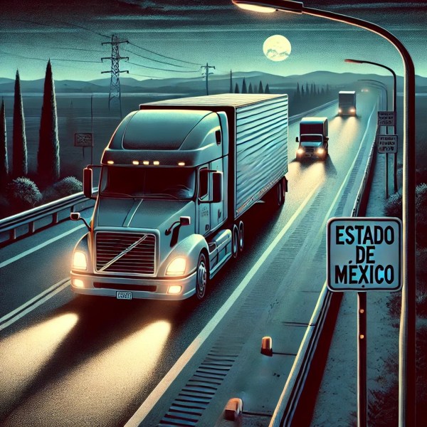 Cargo truck at risk of theft.