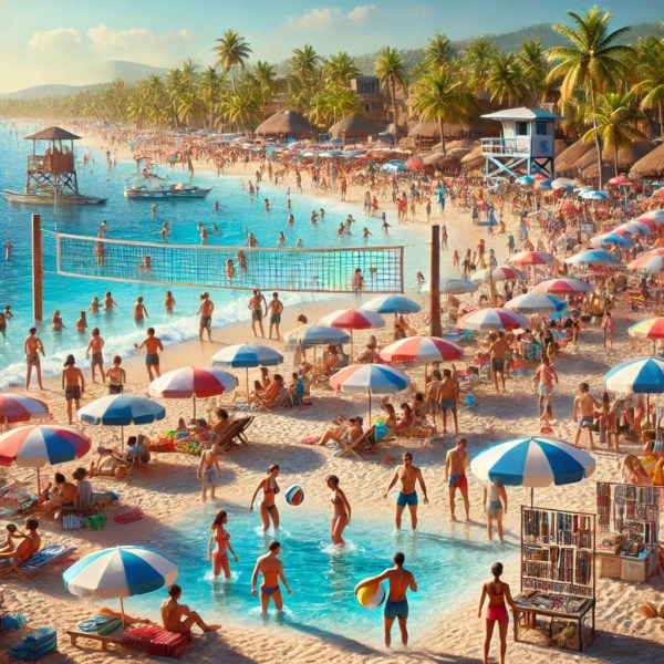 Tourist beach in Mexico