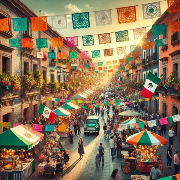 Festive Mexican street celebration