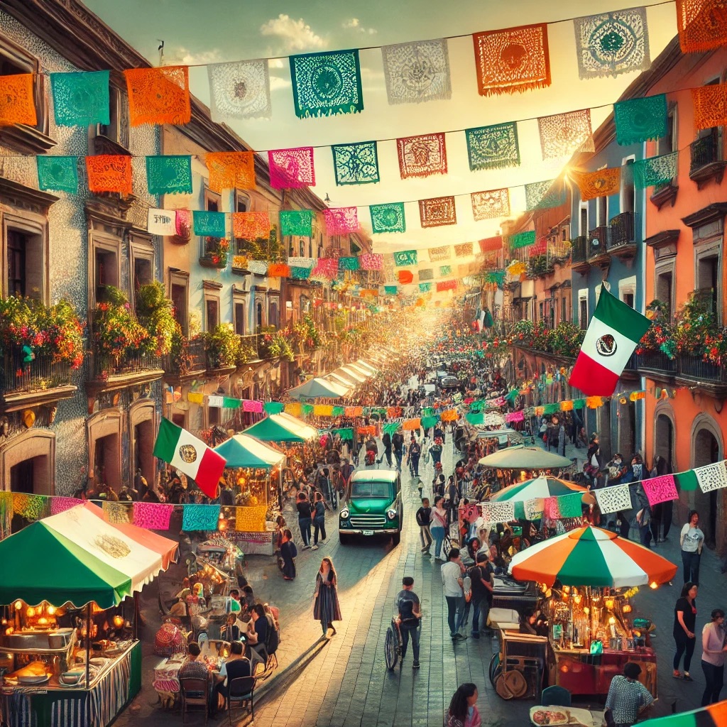 Festive Mexican street celebration