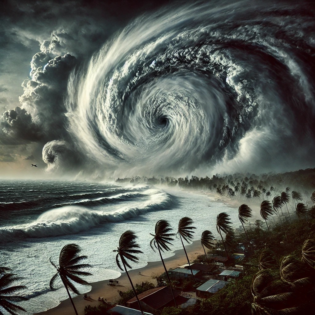 Hurricane hitting Mexico coast