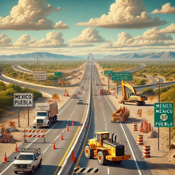 Highway construction scene.