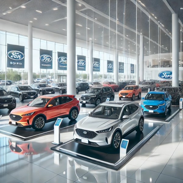 Car dealership showroom.