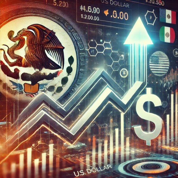 Mexican peso rising