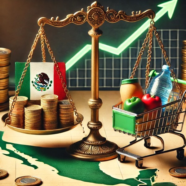 Economic balance between wages and inflation in Mexico.