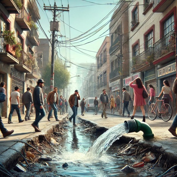 leaking water pipe in Mexico City