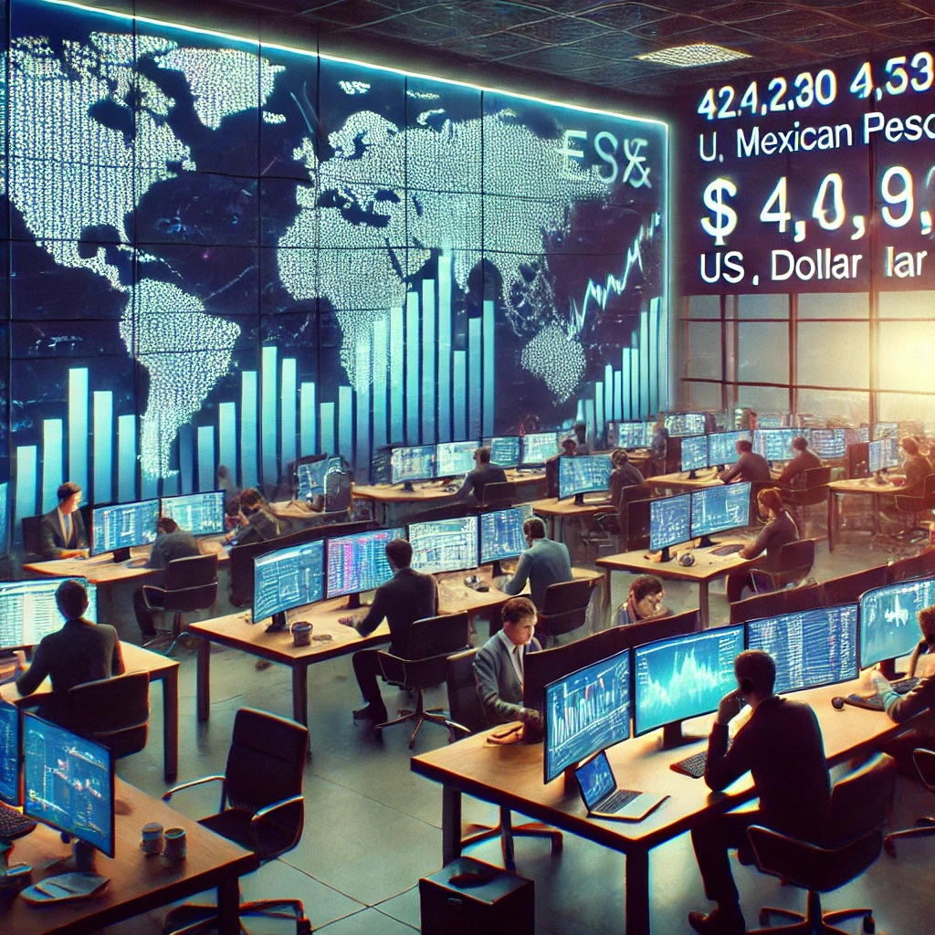 Financial trading room with currency exchange