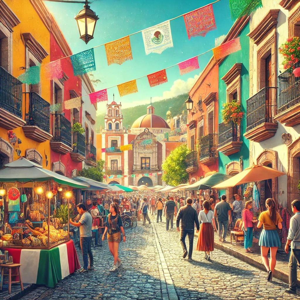 Text: "Mexican tourist street