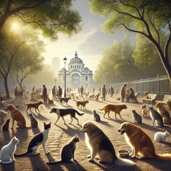 Peaceful animals in park