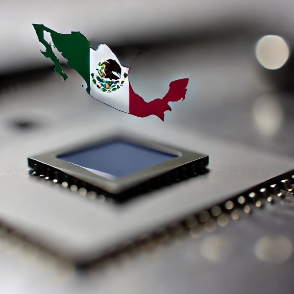 Semiconductor wafer with Mexico map background