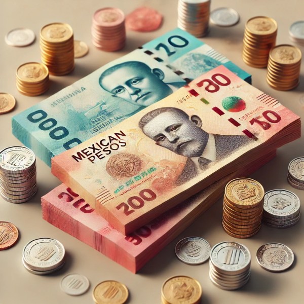 Mexican pesos display