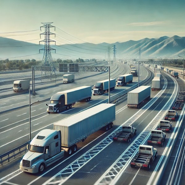 Trucks on Mexico highway