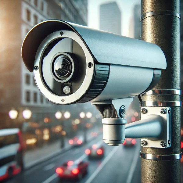 Close-up of a security camera