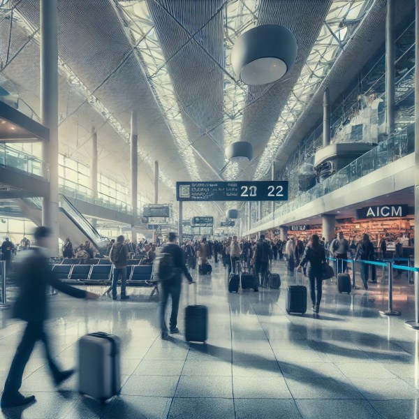busy airport scene