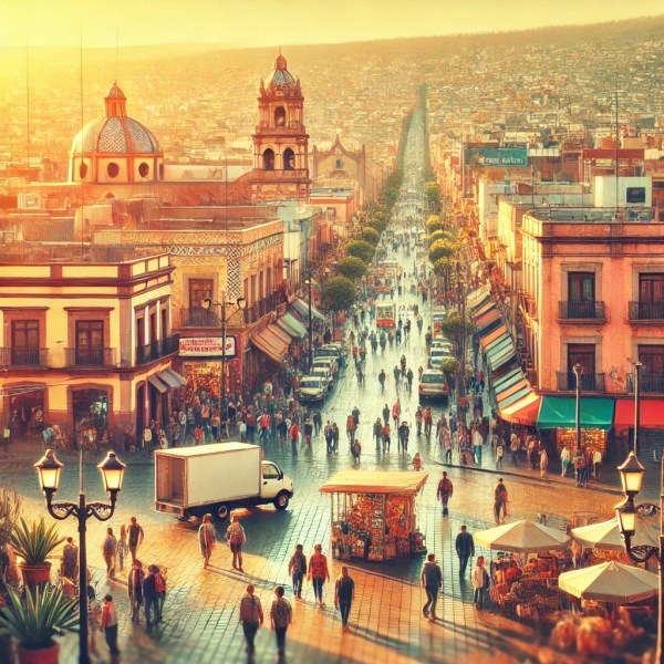 bustling street in Guadalajara