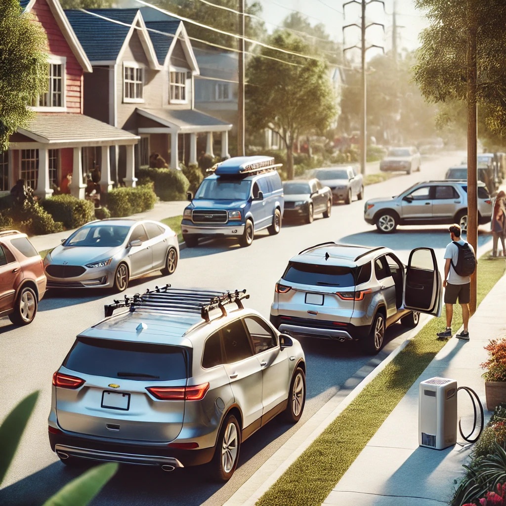 suburban street with cars