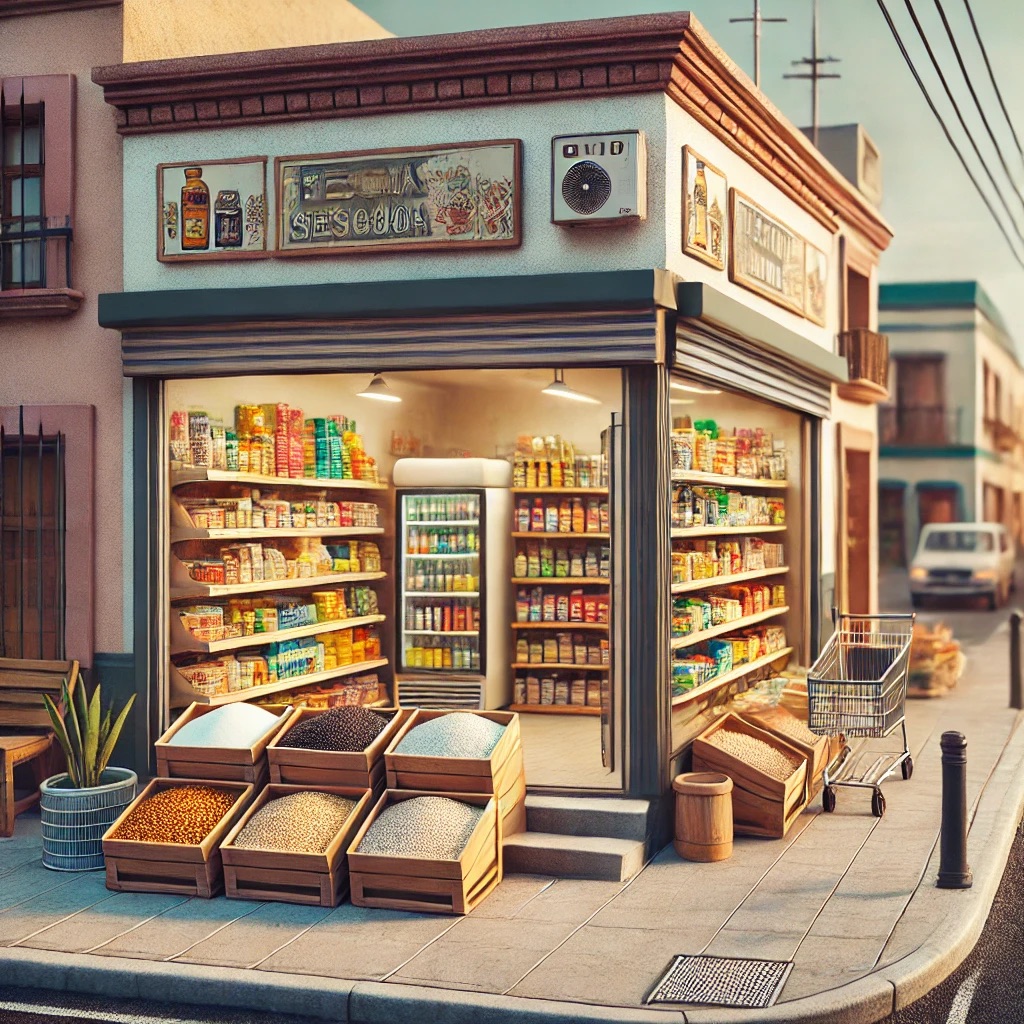 urban grocery store scene