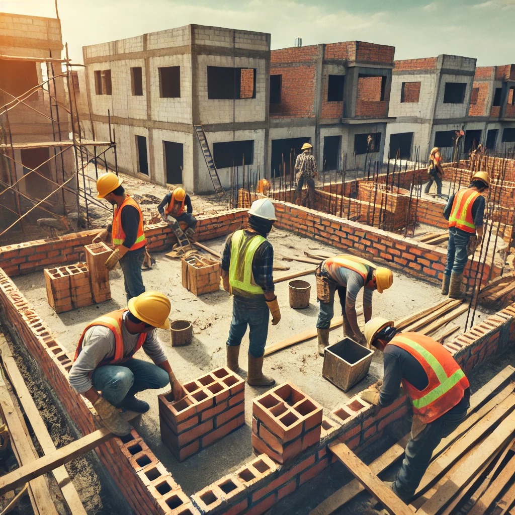 Construction workers in Mexico