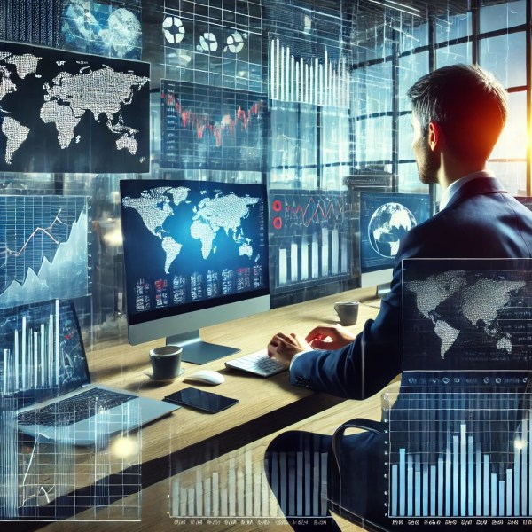 Financial analyst reviewing stock market data.